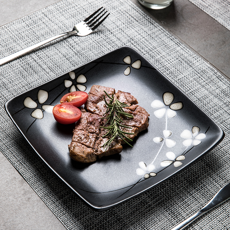 Steak knife and fork suit household continental plate composite ceramic disc beefsteak breakfast tray
