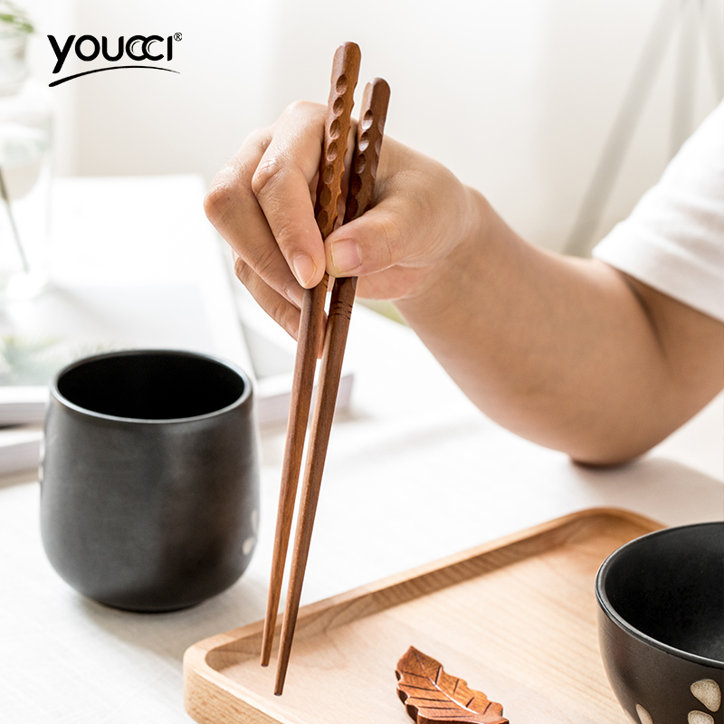 Youcci porcelain household leisurely cherry wooden chopsticks single suit with a pair of Japanese creative move tableware chopsticks