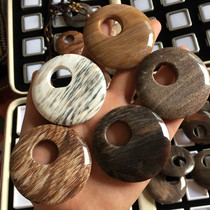 Special price Myanmar natural tree Jade silicified wood Jade handmade wood grain crescent shaped flat buckle sweater chain