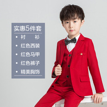 New special flower girl red suit dress 5-piece set new high-end boy suit piano performance suit