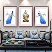 Su Embroidery Finished Product With Frame Home Living Room Decoration Painting Embroidery Imitation Handmade Silk Thread Embroidered Blue Peacock Bottle