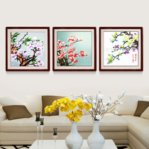 Solid wood frame Su embroidery finished product with frame living room decoration painting true silk embroidery soft framed bedroom high-end embroidery Shu embroidery picture