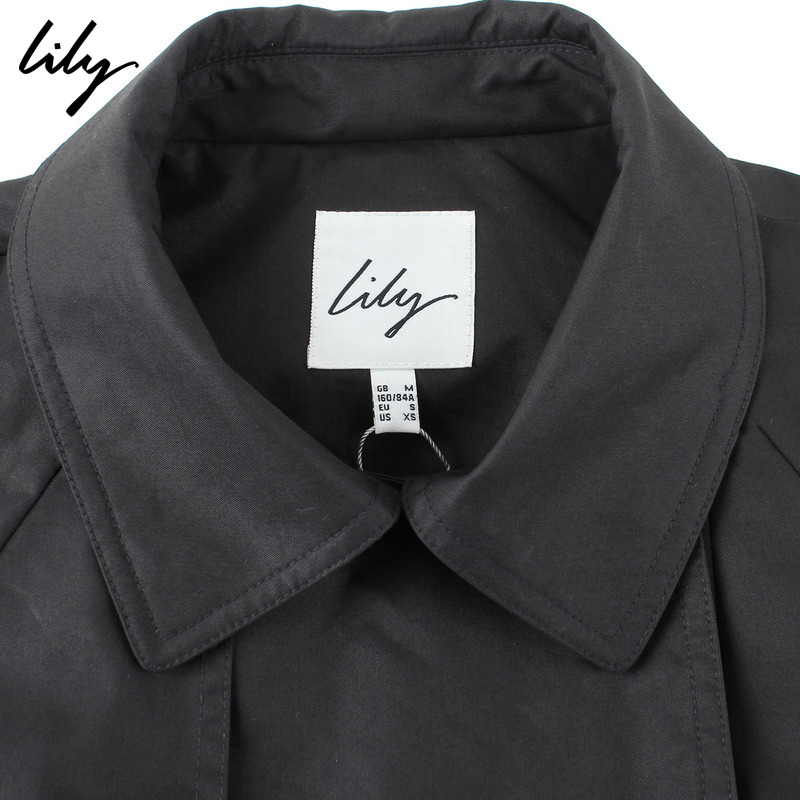 Lily2017新品女装商务纯色经典中长款风衣收腰外套116329C1913产品展示图1