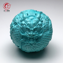 Auspicious Changlong ore natural high porcelain blue turquoise dragon ball boutique jade carved back grain round ball with bead jewelry