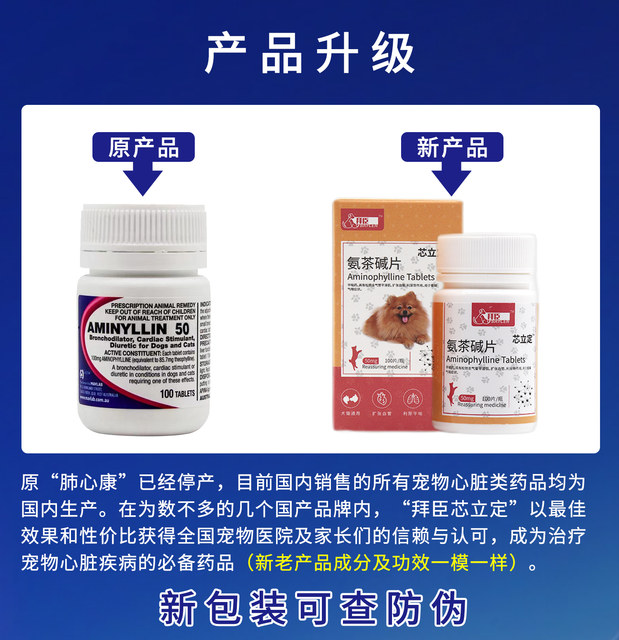 Baichenxinliding 50mg Feixinkang aminophylline ສັດລ້ຽງ cats and dogs heart failure asthma pulmonary edema cardiac hypertrophy