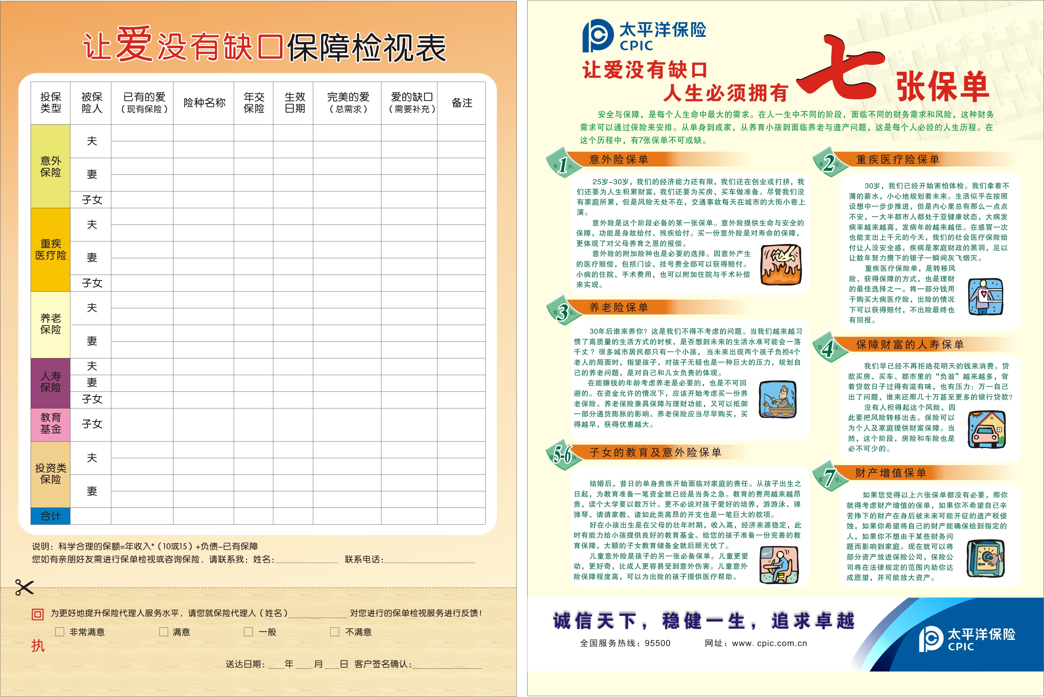 保单检视卡保单整理检视表