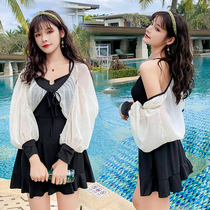 Blouse long sleeve one-piece swimsuit female summer conservative net red super fairy fan sexy thin cover belly soaking hot spring swimsuit