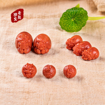 Natural Baoshan South red Agate Pixiu loose beads Three-way Buddha head beads with beads back pattern back cloud accessories Lao Zhao live