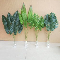 Simulated flowers spring feathers green plant leaves decoration fake leaves leaves monstera leaves large wedding props shooting