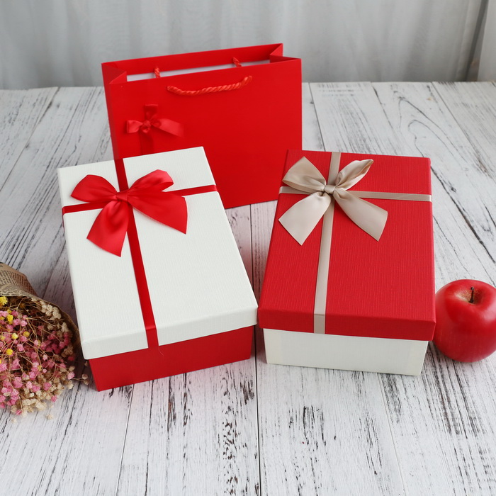 高档韩式蝴蝶结生日礼盒时尚礼品盒 红色长方形包装盒礼物盒子