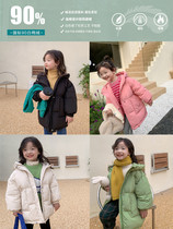 Girls down jacket short winter 90 white duck down children thick hooded jacket male baby long cotton coat tide