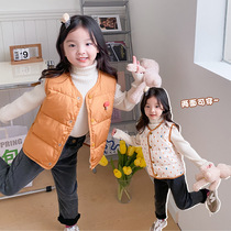 Childrens down vest female baby warm inner bile autumn and winter clothing light down jacket boy on both sides of waistcoat shoulder