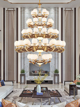 Duplex building villa living room large chandelier European-style three or four-story lamps and lanterns hollow building middle building high-rise hotel lobby