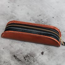 Fun leather mourning x hot dog pencil case full leather pencil case stationery control personalized customization handmade leather goods