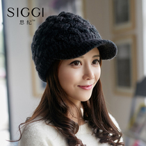 Hat womens autumn and winter collar one-piece wool warm knitted hat Korean version wool hat plus velvet thickened Berle cap