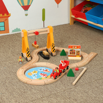 Le Cool Wooden Building Blocks Small Train Track Suit Magnetic Locomotive 3-5-7 Year Old Boy Building Blocks Children Toys