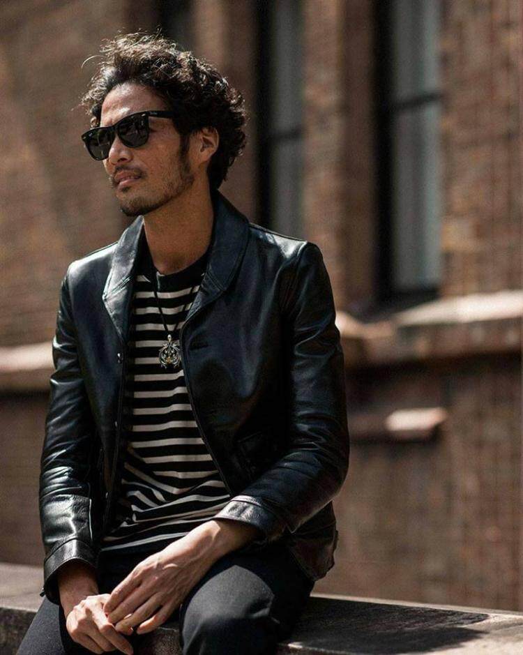 日产campus leather jacket哥萨克青果领校园风男式男款牛皮皮衣