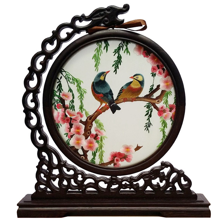 苏绣屏风成品刺绣小摆件纯手工双面绣客厅礼品苏州挂画熊猫工艺品