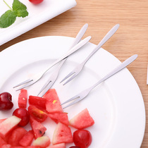 Thickened stainless steel fruit fork fruit lottery dessert moon cake cake small fork dim sum knife fork two-tooth fruit fork tableware