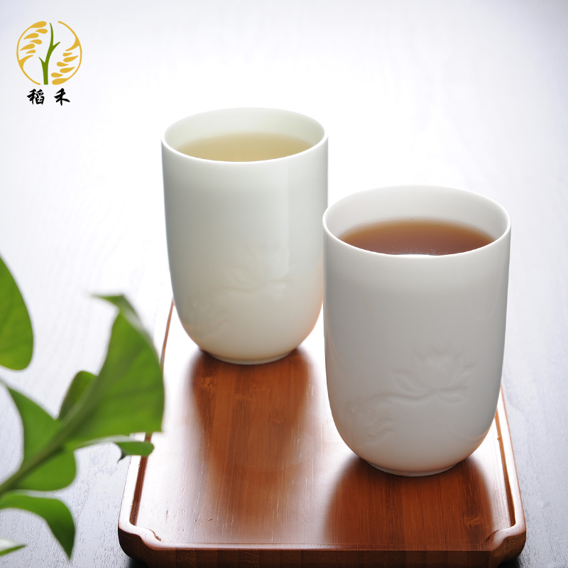 Jingdezhen ceramic cups white porcelain cup of carve patterns or designs on woodwork household contracted sitting room tea ultimately responds cup celadon office