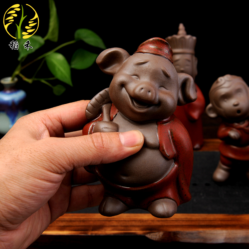 Creative journey to the west, sun wukong was, pig eight quit of ceramic arts and crafts desktop small place tea pet back censer ornament