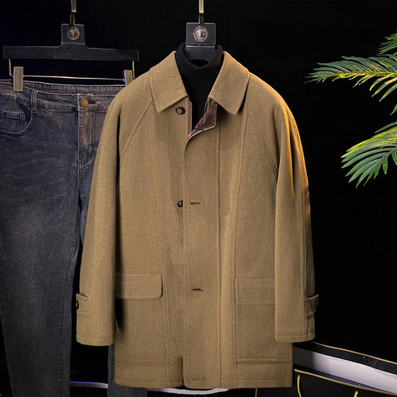 Camden short lapel wool woolen coat high-end men's jacket with cotton jacket and thick velvet loose windbreaker D14 Camden short lapel wool woolen coat high-end men's jacket with cotton jacket and thick velvet loose windbreaker D14