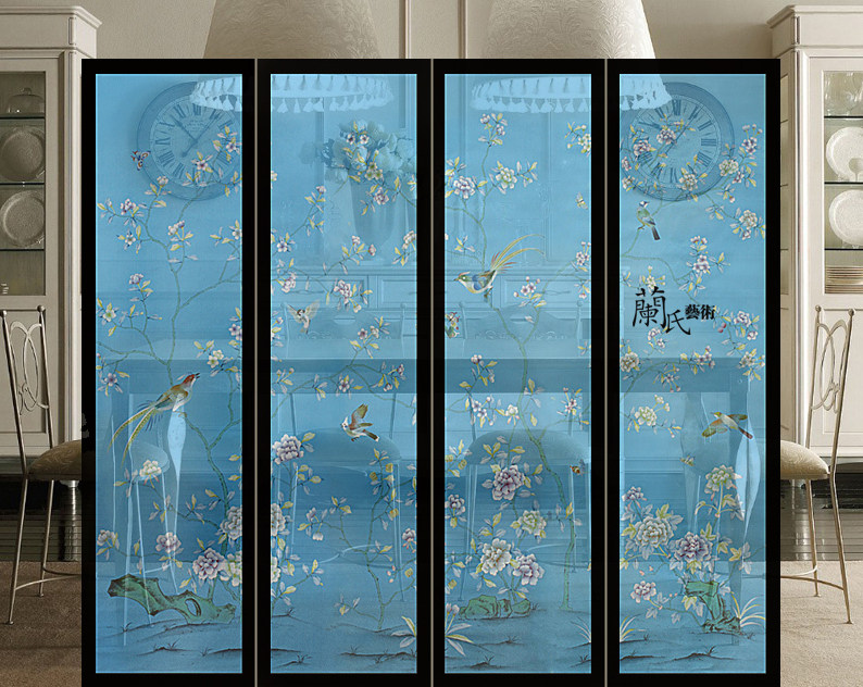 【兰氏艺术家居】半透明屏风 纱质屏风 折叠 屏风隔断时尚 pf-122