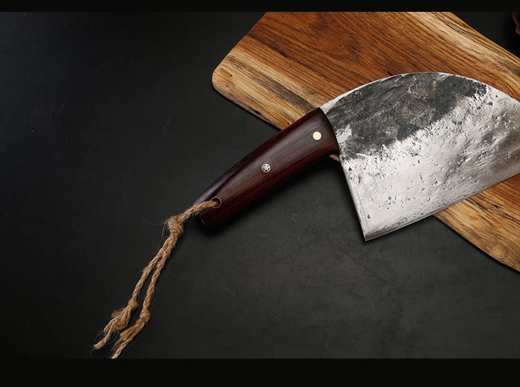 寻匠手工锻打夹钢铁菜刀米其林圆头老头刀斩切两用刀