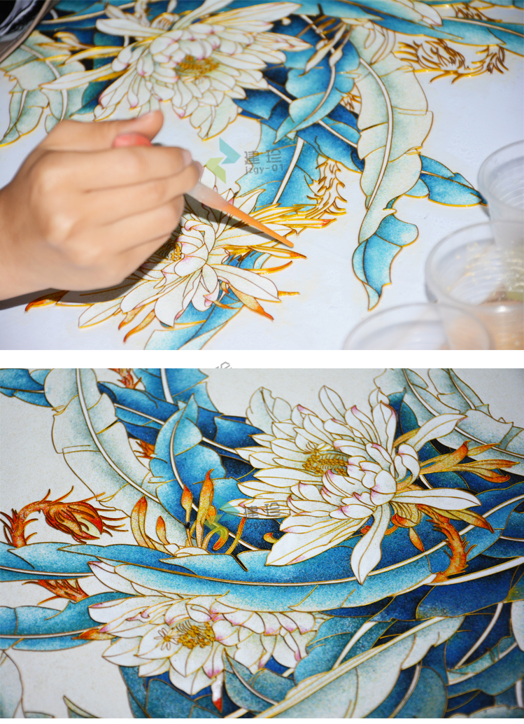 水晶金丝彩沙画材料diy套装 双飞 景泰蓝工艺画 珐琅掐丝免描图