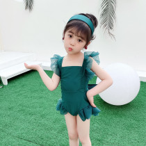 Childrens swimsuit girl middle child baby princess one-piece dress bow new girl cute hot spring swimsuit