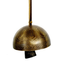 Large diameter retro carved auspicious pure copper Dongba bell Yunnan Lijiang Tea Horse Ancient Road camel bell wind bell pendant