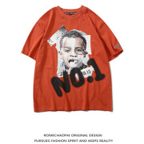 ROME Summer oversize European and American Tide Cards Hip Hop Loose High Street Short Sleeve T-shirt Male Tide and Lazy Wind Half Sleeves