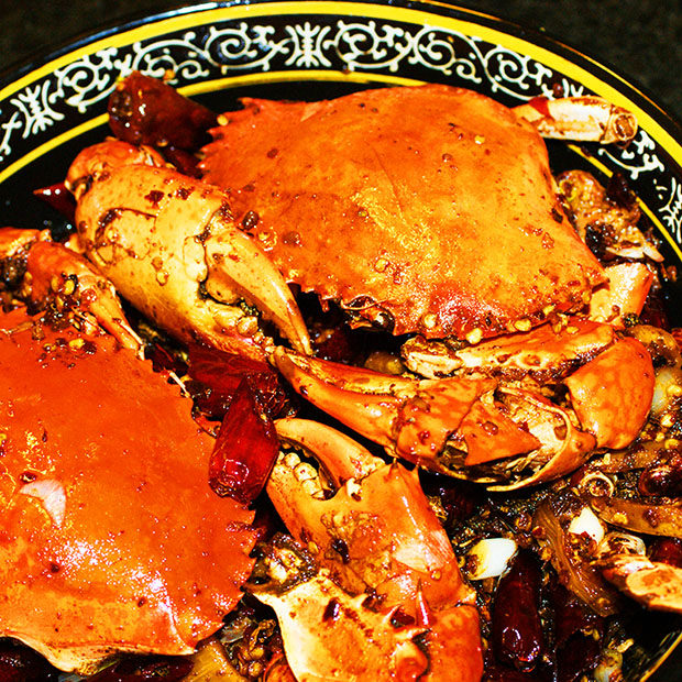 欧三哥香辣蟹鲜活大青蟹现烧海鲜熟食即食蟹肉螃蟹特色美食私房菜
