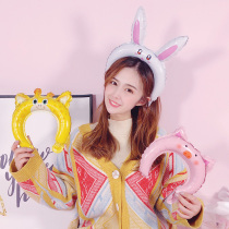 Net celebrity cartoon rabbit ears birthday party card issuance micro-commercial push small gifts cute super cute aluminum film balloon hairband