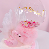 ins Net Red birthday cake wave ball set balloon transparent decoration decoration creative cake flag decoration