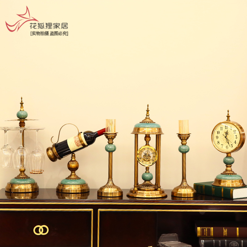 Flower fox ceramic light alloy European modern key-2 luxury clock table wine glass lamp vase is furnishing articles