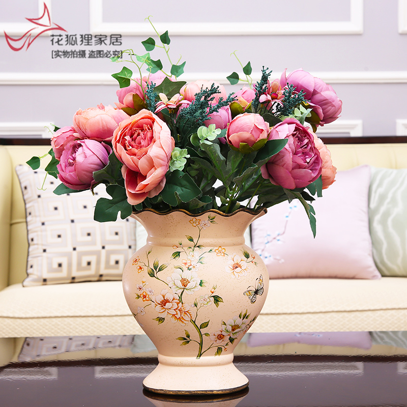 American vase furnishing articles household act the role ofing is tasted, creative New Year sitting room of Europe type restoring ancient ways simulation ceramics dried flower flower arranging flowers