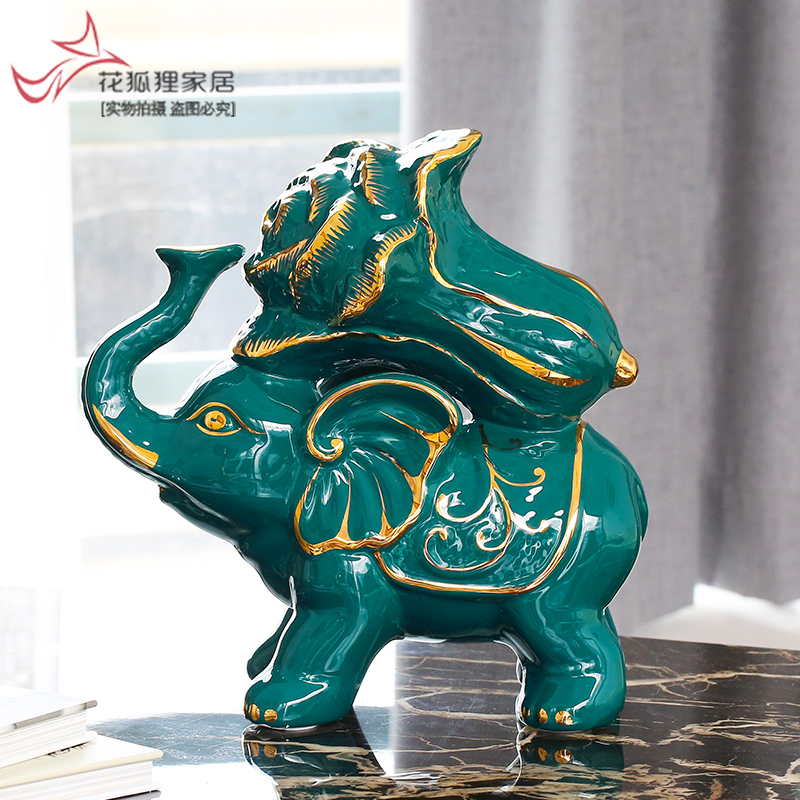 European ceramic elephant furnishing articles auspicious like town house feng shui plutus elephant porch desk light key-2 luxury decoration