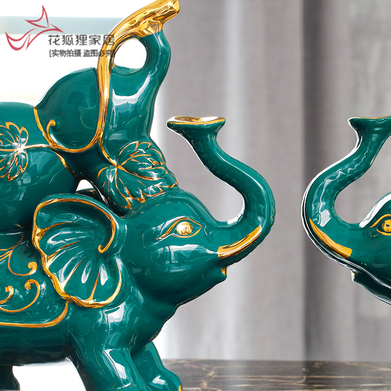 European ceramic elephant furnishing articles auspicious like town house feng shui plutus elephant porch desk light key-2 luxury decoration