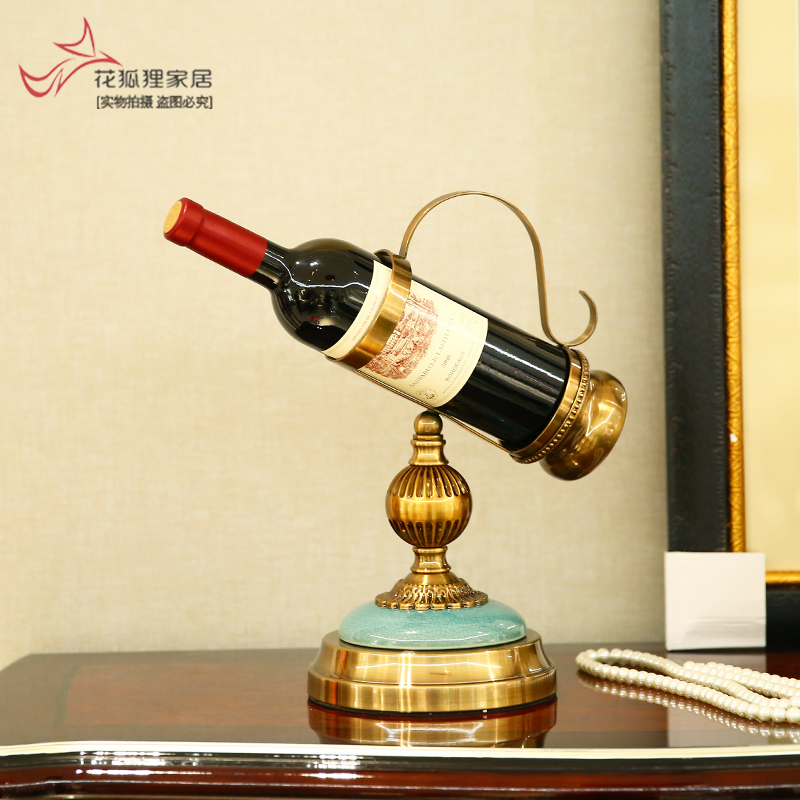 American ceramic plating copper red wine rack adornment wall furnishing articles bar hotel creative move decoration display shelf