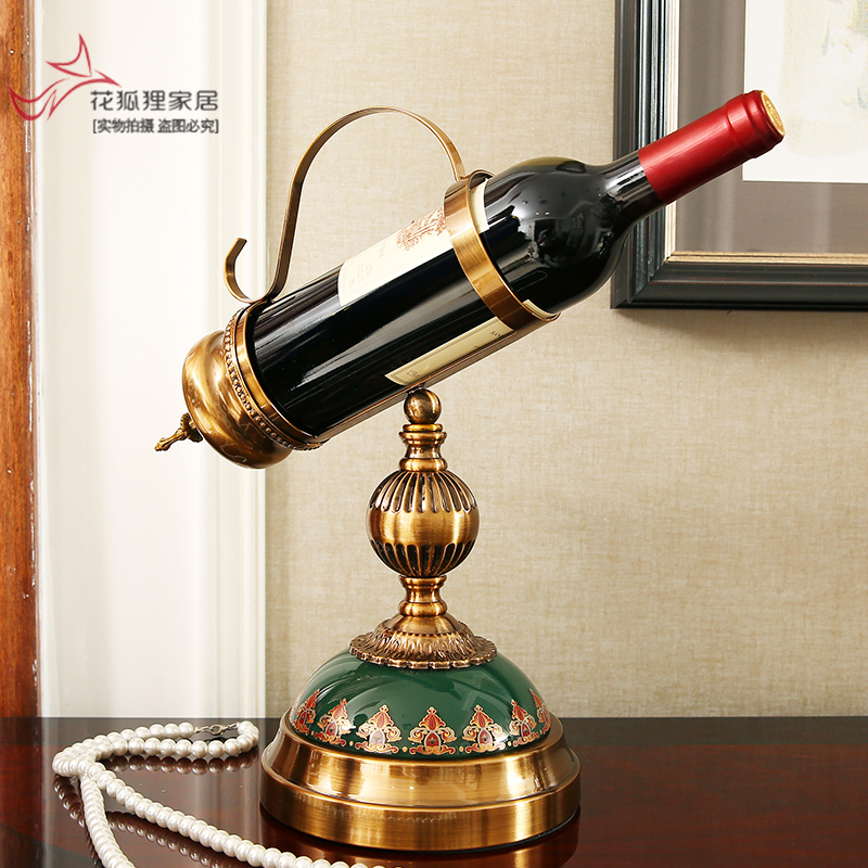 American ceramic plating copper red wine rack adornment wall furnishing articles bar hotel creative move decoration display shelf