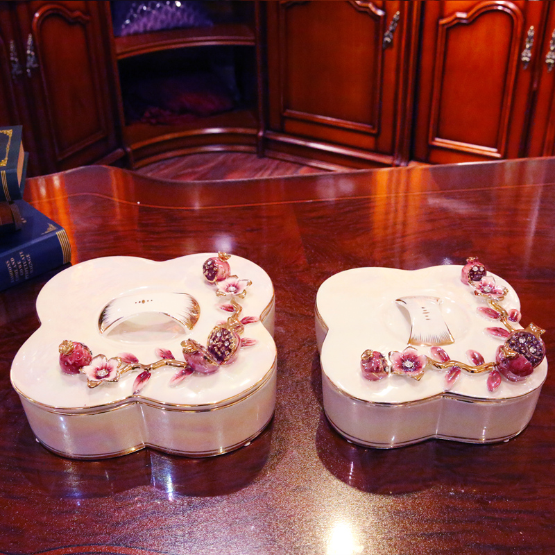 European ceramic creative fashion dried fruit dried fruit tray box frame with cover multi - purpose wedding candy dish of fruit