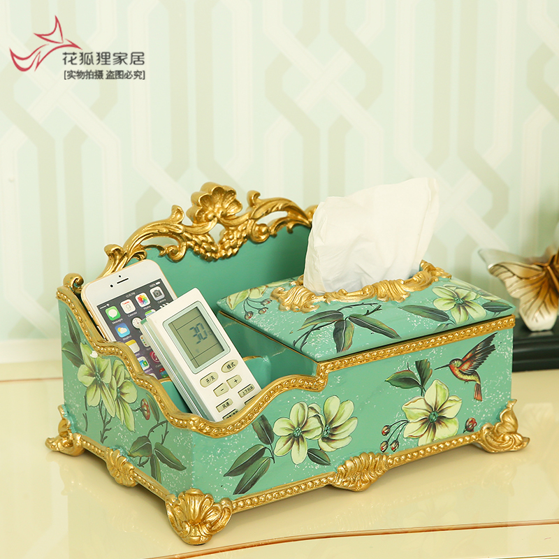 Europe type multifunctional tissue boxes sitting room tea table decorations decoration cosmetics receive a case American smoke box remote control