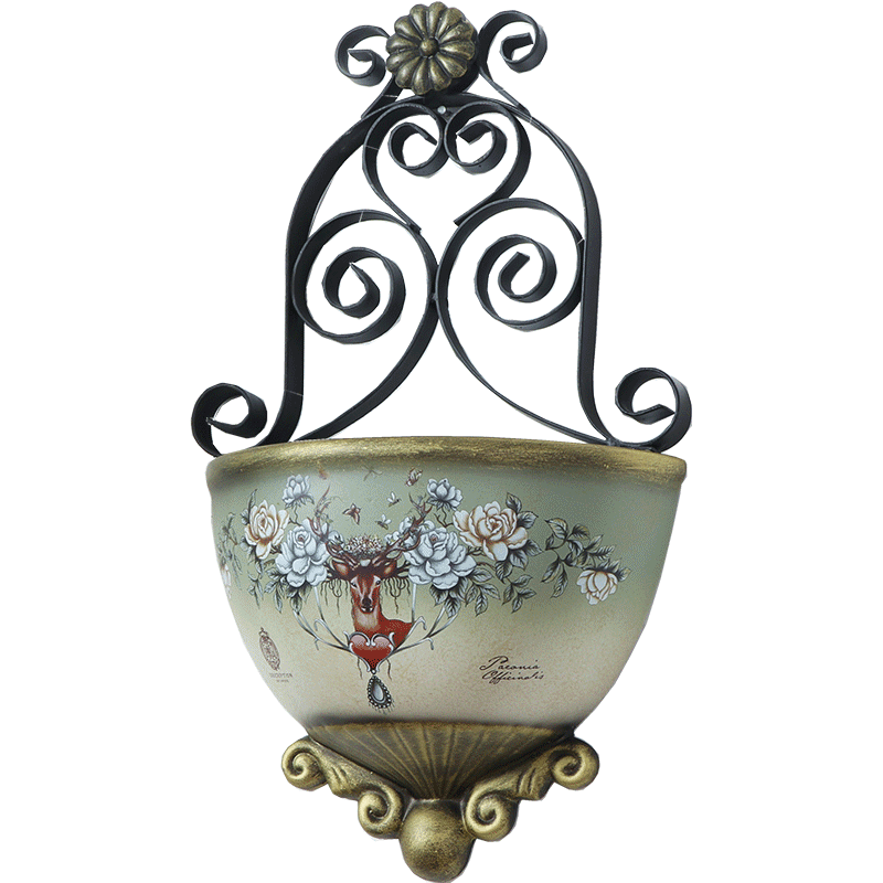 American boreal Europe style decoration Europe type restoring ancient ways, wrought iron ceramic creative wall hanging pendant arranging flowers