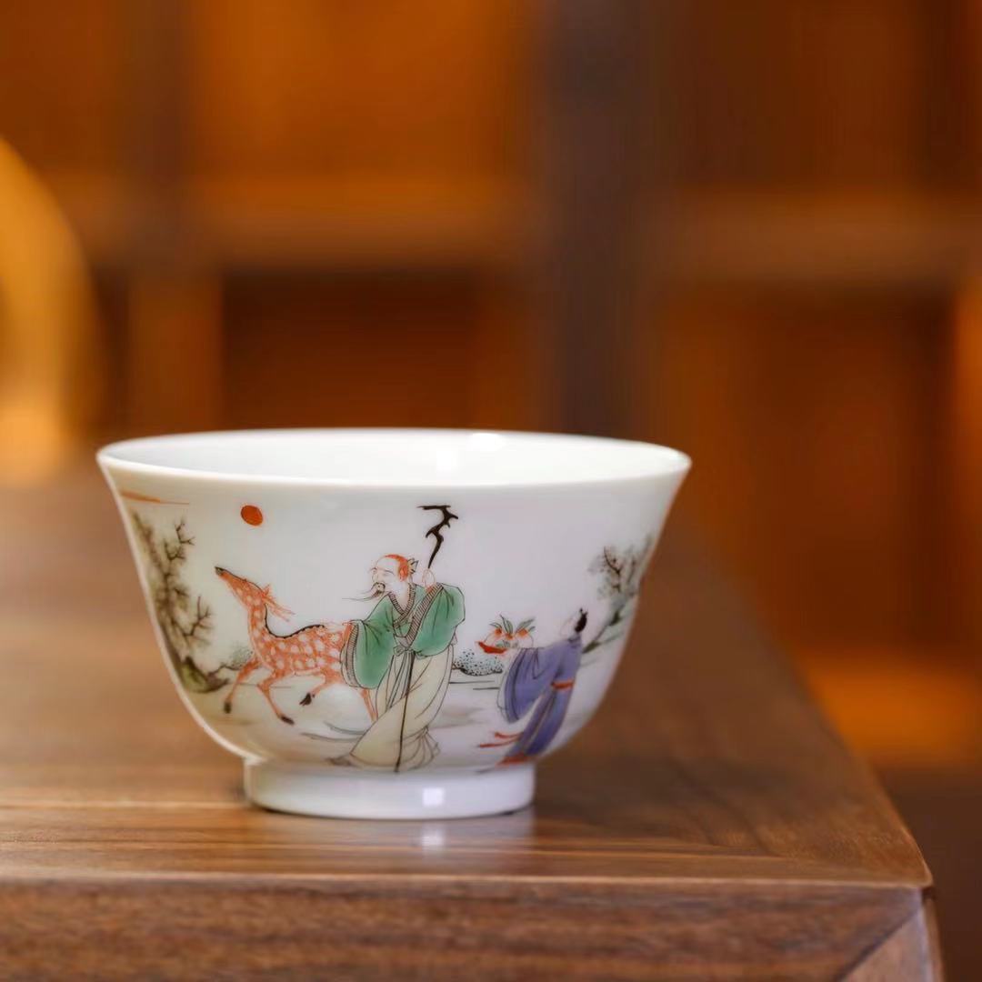 Art Lin Tang Ancient Color Figure Fu Luou Great Skimming Cup Single Cup (Hua Arts Xuan) -Taobao