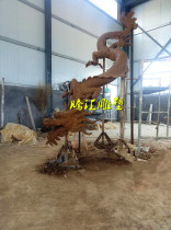 FRP Shenlong sculpture relief dragon wall sculpture sprinkler faucet sculpture Xiaolong over Dajiang hot pot restaurant decoration