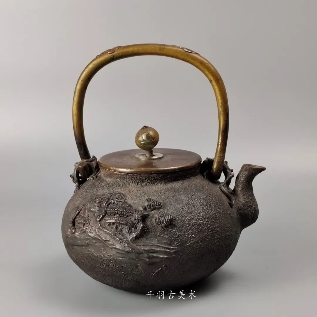 千羽日本原装进口砂铁明治龟文堂梅泉泡茶烧水围炉煮茶铸造老铁壶