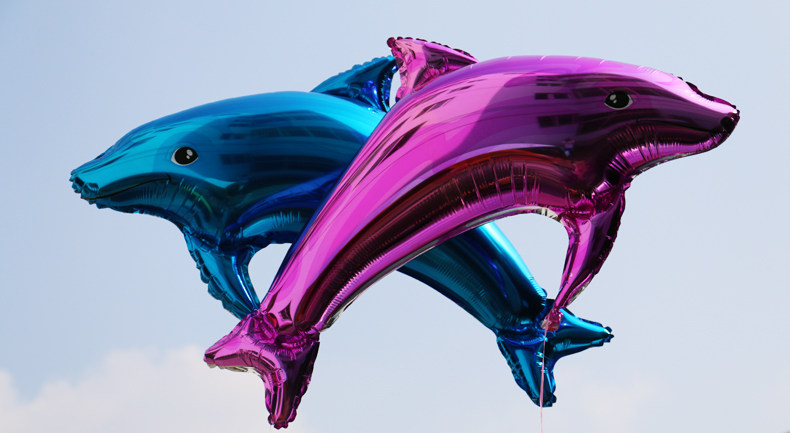 蓝色海豚气球造型铝膜铝箔气球 结婚庆儿童生日派对布置装饰用品