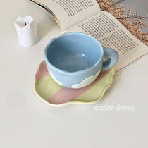 Han Style Inwind Teenage Girl Hearts Cute Coffee Cups MARK CUP WITH IRON RAFFIN HAND PINCHING BLUE SKY WHITE CLOUDS CUP