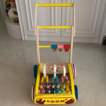 Wooden Baby Toddler Toy Baby Solid Wood Walker Anti-O-Leg Anti-Slip Kids Music Booster